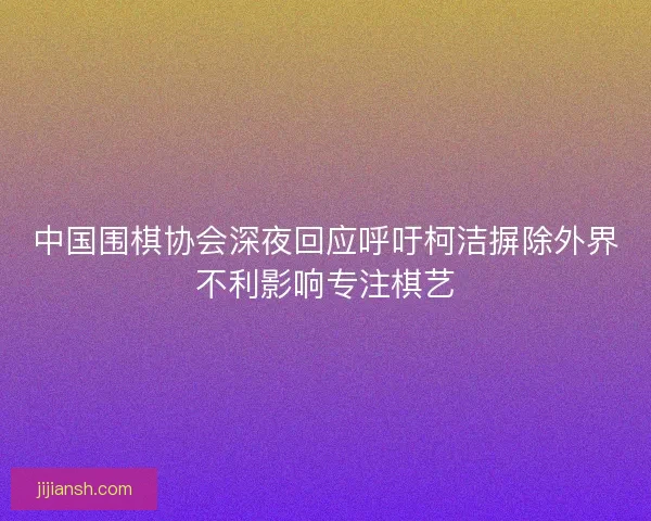 中国围棋协会深夜回应呼吁柯洁摒除外界不利影响专注棋艺